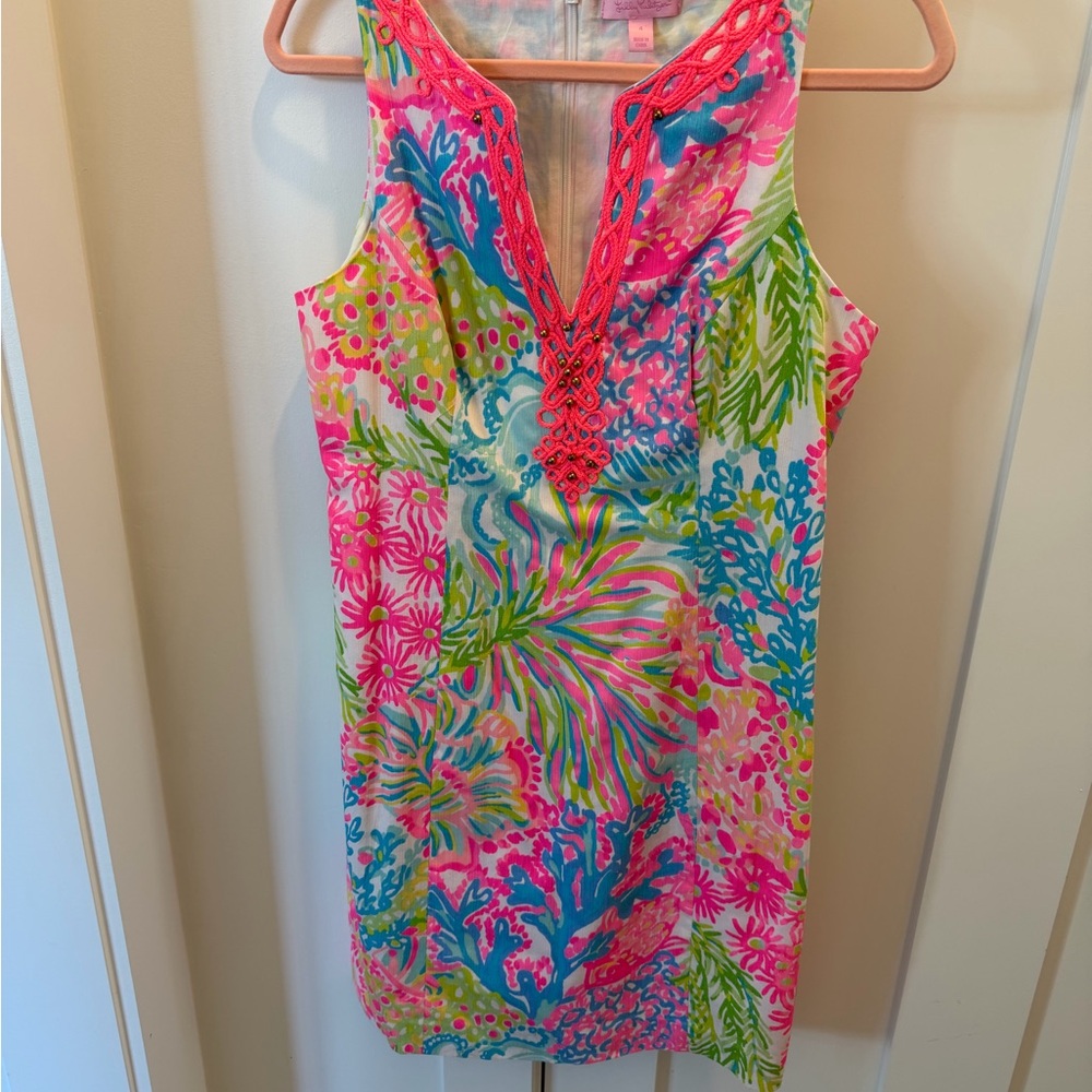 Lilly Pulitzer Pastel Dress with Pink Crochet Detail
